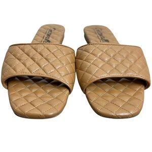 L'Intervalle Montreal Italian leather tan quilted old money slide flats EU 40